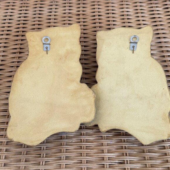 Vintage 70's Molded Foam Pair of Owls Wall Plaques Retro Boho - Picture 6 of 6